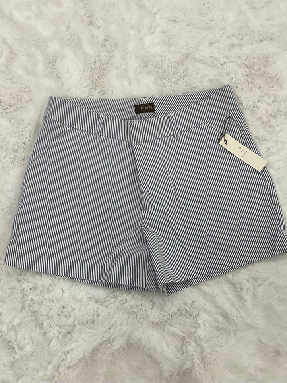 crosby. Navy & White Pinstripe Bermuda Shorts